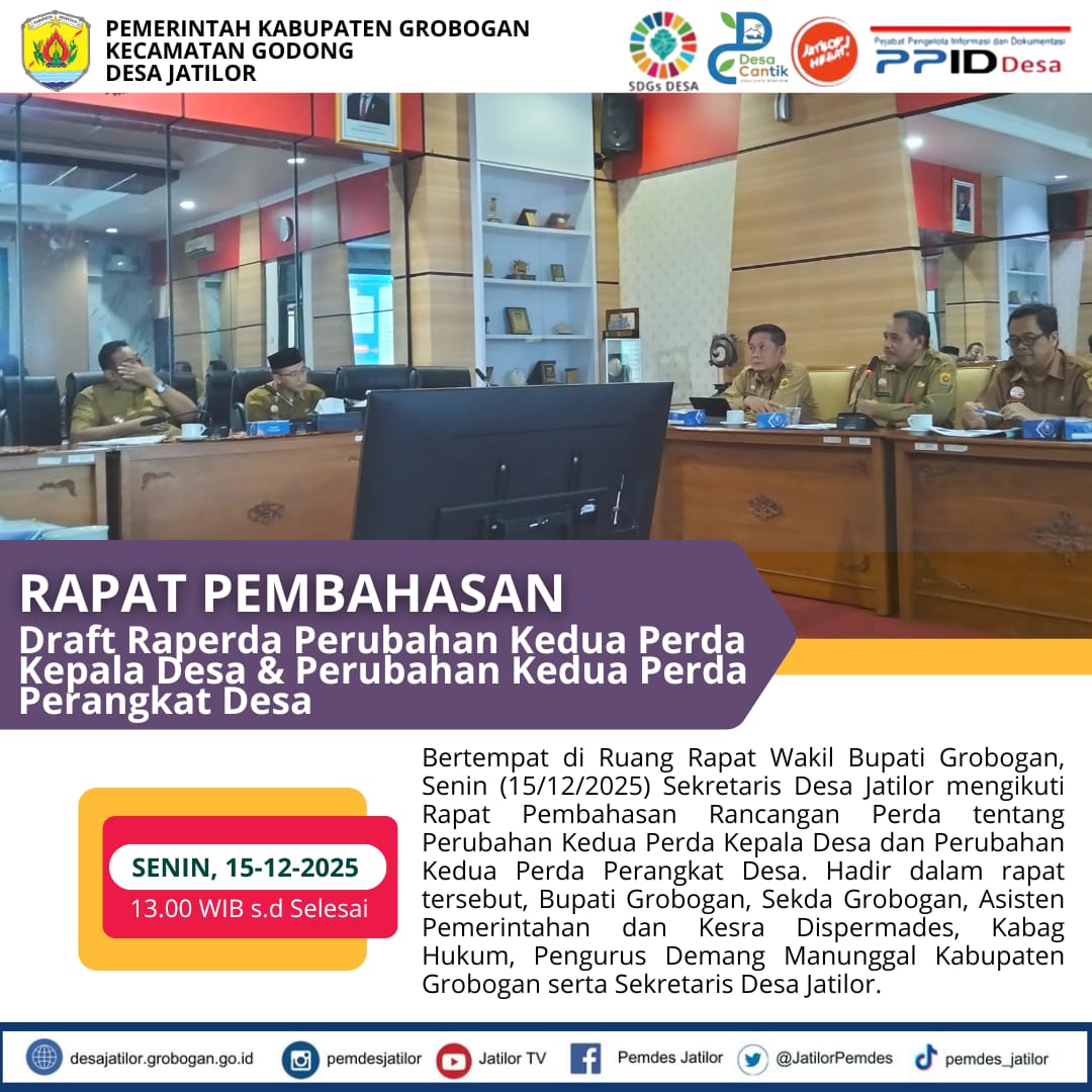 Rapat Pembahasan Raperda Kades Perangkat Desa
